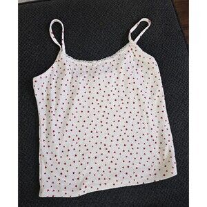 Vibe Sportswear White & Red Heart Print Cami Tank Top M